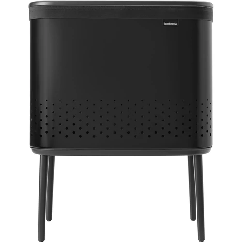 Brabantia Bo Laundry Bin lábakon álló szennyestartó szellőző nyílásokkal, tépőzáras, mosható szennyesgyűjtő zsák, Bo forma, nagy méret 60L, acél, matt fekete - 200526