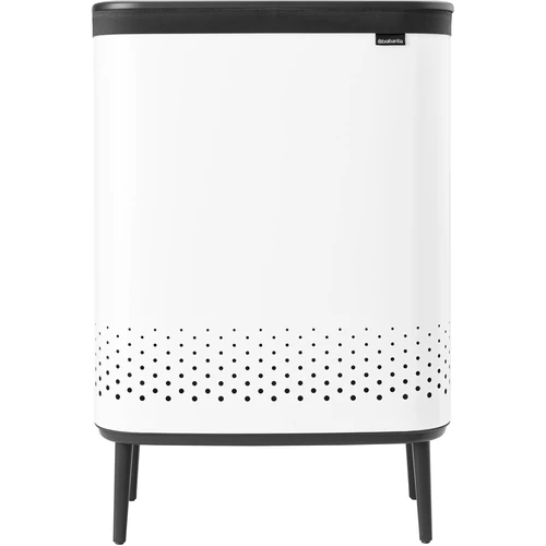 Brabantia Bo Laundry Bin lábakon álló szennyestartó szellőző nyílásokkal, tépőzáras, mosható szennyesgyűjtő zsák, Bo forma, extra nagy méret 2x45L, acél, fehér - 200540