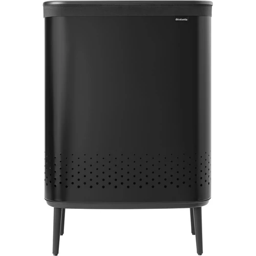 Brabantia Bo Laundry Bin lábakon álló szennyestartó szellőző nyílásokkal, tépőzáras, mosható szennyesgyűjtő zsák, Bo forma, extra nagy méret 2x45L, acél, matt fekete - 200564