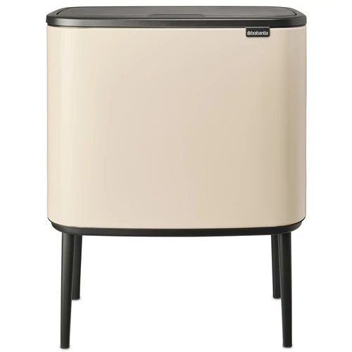 Brabantia Bo Touch Bin nyomófedeles hulladékgyűjtő, magasított, lábakon álló, műanyag tartály, 36L - R méret, acél, világos bézs - 201189