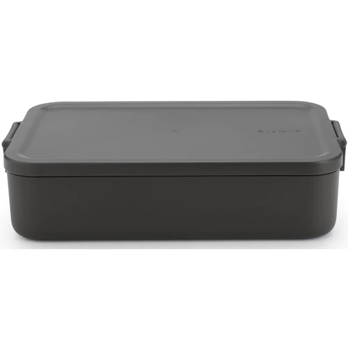 Brabantia Make & Take Lunch Box nagy méretű ételhordozó doboz, 2000ml, bepattintós (clip-on) zárómechanizmus, BPA mentes műanyag, sötétszürke - 203060
