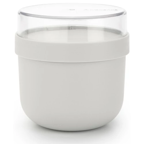 Brabantia Make & Take Breakfast Bowl reggeliző pohár, 500 ml, hő- és fagyálló, felső tárolórekesz (180ml), szivárgás- és légmentes záródás, BPA mentes műanyag, világosszürke - 204203