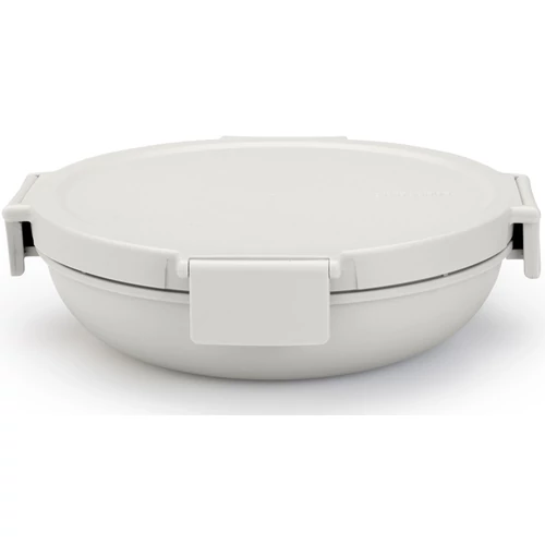 Brabantia Make & Take Lunch Bowl ételhordozó tál, 1000 ml, szivárgás- és légmentes záródás, bepattintós (clip-on) zárómechanizmus, lapos - kerek forma, BPA mentes műanyag, világosszürke - 206184