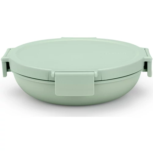 Brabantia Make & Take Lunch Bowl ételhordozó tál, 1000 ml, szivárgás- és légmentes záródás, bepattintós (clip-on) zárómechanizmus, lapos - kerek forma, BPA mentes műanyag, jáde zöld - 206320