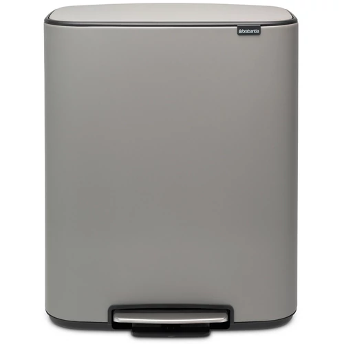 Brabantia Bo Pedal Bin pedálos hulladékgyűjtő szagmentesen záródó Soft-Close fedél, műanyag tartály, 60L - M méret, acél, betonszürke ásványi textúra - 211348