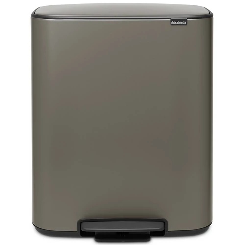 Brabantia Bo Pedal Bin pedálos hulladékgyűjtő szagmentesen záródó Soft-Close fedél, műanyag tartály, 60L - M méret, acél, platinaszürke - 211409