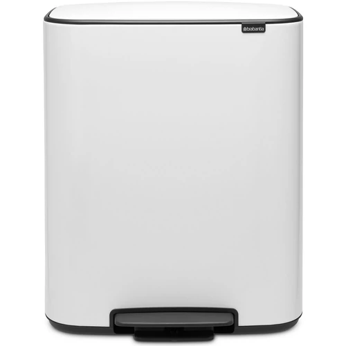 Brabantia Bo Pedal Bin pedálos szelektív hulladékgyűjtő szagmentesen záródó Soft-Close fedél, műanyag tartály, 2x30L - O méret, acél, fehér - 211447