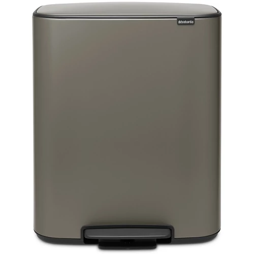 Brabantia Bo Pedal Bin pedálos szelektív hulladékgyűjtő szagmentesen záródó Soft-Close fedél, műanyag tartály, 2x30L - O méret, acél, platinaszürke - 211546