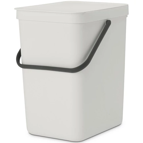 Brabantia Sort & Go konyhai szemetes felnyitható fedéllel, fogantyúval szelektív és komposzt gyűjtéséhez, 25L - J méret, világosszürke - 214400