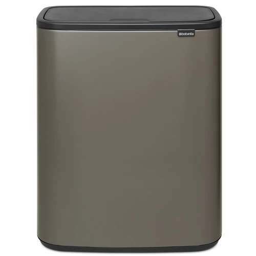 Brabantia Bo Touch Bin nyomófedeles hulladékgyűjtő XXL, padlón álló, műanyag tartály, 2x30L - O méret, acél, platinaszürke - 221521