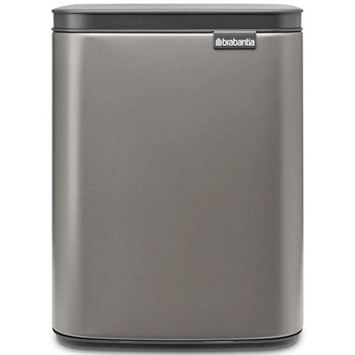 Brabantia Bo Waste Bin hulladékgyűjtő felnyitható, Soft-Close fedéllel, fali/álló, műanyag tartály, 7L - B méret, acél, platinaszürke - 222924