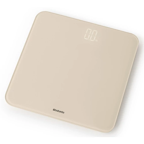 Brabantia ReNew digitális fürdőszobai mérleg 180kg/0,1kg, LED kijelzővel, 4db AAA elemes, műanyag test, üveg fedlap, világos bézs - 223440