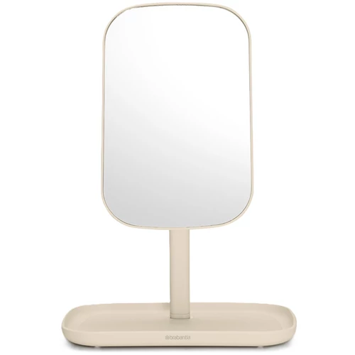 Brabantia ReNew Mirror with Storage Tray álló piperetükör alsó kozmetikai tálcával, szilikon betéttel, 360°-ban állítható üveg tükörrel, világos bézs - 223488