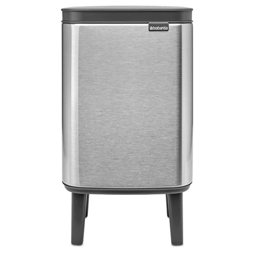 Brabantia Bo Waste Bin Hi hulladékgyűjtő felnyitható, Soft-Close fedéllel, magasított, lábakon álló, műanyag tartály, 4L - A méret, r.m. acél, selyem ujjlenyomatmentes - 227103