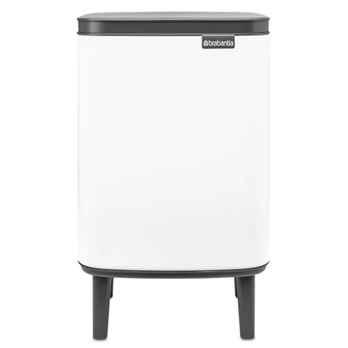 Brabantia Bo Waste Bin Hi hulladékgyűjtő felnyitható, Soft-Close fedéllel, magasított, lábakon álló, műanyag tartály, 7L - B méret, acél, fehér - 227165