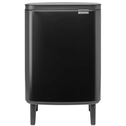 Brabantia Bo Waste Bin Hi hulladékgyűjtő felnyitható, Soft-Close fedéllel, magasított, lábakon álló, műanyag tartály, 12L - C méret, acél, matt fekete - 227226