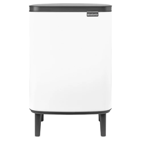 Brabantia Bo Waste Bin Hi hulladékgyűjtő felnyitható, Soft-Close fedéllel, magasított, lábakon álló, műanyag tartály, 12L - C méret, acél, fehér - 227240