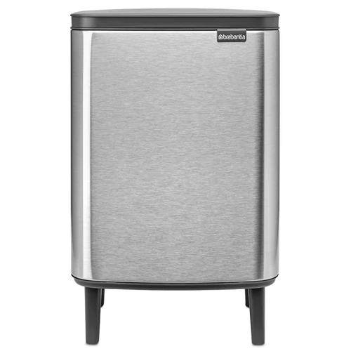Brabantia Bo Waste Bin Hi hulladékgyűjtő felnyitható, Soft-Close fedéllel, magasított, lábakon álló, műanyag tartály, 12L - C méret, r.m. acél, selyem ujjlenyomatmentes - 227264