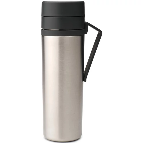 Brabantia Make & Take Insulated Flask duplafalú termosz 500 ml, hideg és meleg italok számára, szivárgásmentes, fogantyúval, r.m. acél, sötétszürke - 228643