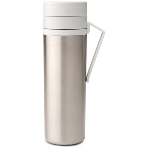 Brabantia Make & Take Insulated Flask duplafalú termosz 500 ml, hideg és meleg italok számára, szivárgásmentes, fogantyúval, r.m. acél, világosszürke - 228667
