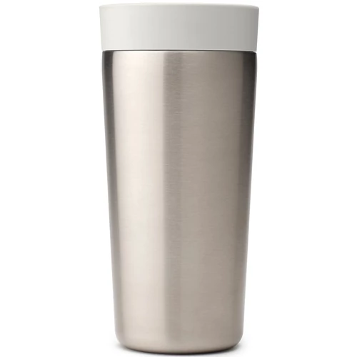 Brabantia Make & Take Insulated Flask duplafalú termoszbögre 360ml, hideg és meleg italok számára, szivárgásmentes, snap lid fedél, r.m. acél, világosszürke - 228704