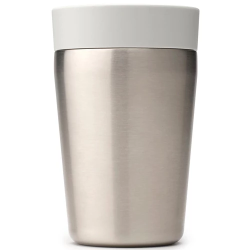 Brabantia Make & Take Insulated Flask duplafalú termoszbögre 200 ml, hideg és meleg italok számára, szivárgásmentes, snap lid fedél, r.m. acél, világosszürke - 228742