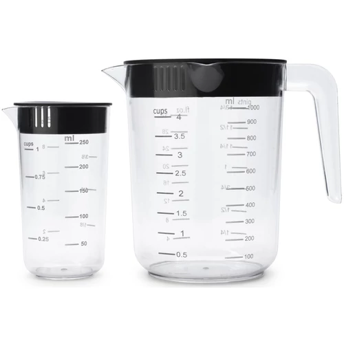 Brabantia Tasty+ mérőedény szett, 2db-os (0,5L és 1L), fedővel, fogantyúval, műanyag, áttetsző / sötétszürke - 229480