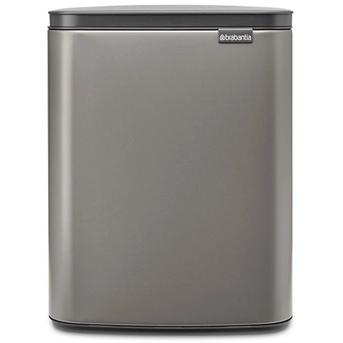 Brabantia Bo Waste Bin hulladékgyűjtő felnyitható, Soft-Close fedéllel, műanyag tartály, 12L - C méret, acél, platinaszürke - 230387