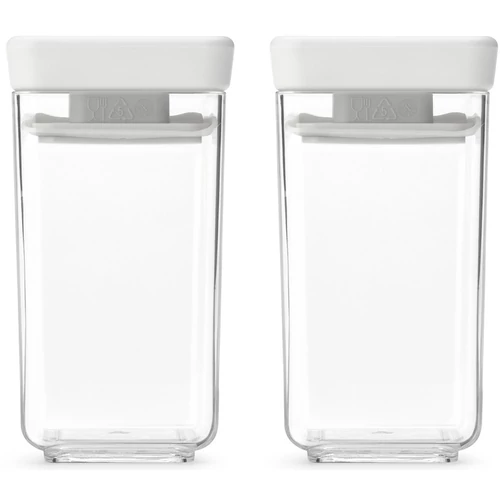 Brabantia tárolóedény készlet, 2db-os, 2x0,15L, egymásra rakható, légmentes záródás, szögletes, világosszürke, átlátszó műanyag tartály - 230585