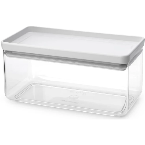 Brabantia tárolóedény 1,5L, egymásra rakható, légmentes záródás, lapos, szögletes, világosszürke, átlátszó műanyag tartály - 230608
