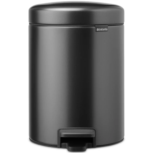 Brabantia NewIcon pedálos hulladékgyűjtő szagmentesen záródó Soft-Close fedél, műanyag tartály, 5L - W méret, acél, magabiztos szürke - 233463