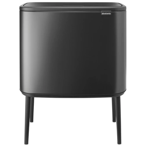 Brabantia Bo Touch Bin nyomófedeles hulladékgyűjtő, magasított, lábakon álló, műanyag tartály, 36L - R méret, acél, magabiztos szürke - 233562