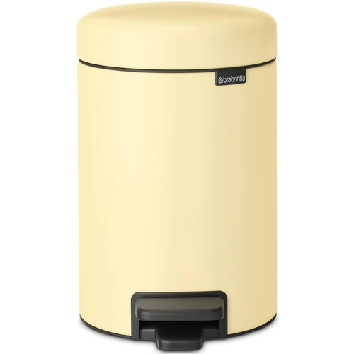 Brabantia NewIcon pedálos hulladékgyűjtő szagmentesen záródó Soft-Close fedél, műanyag tartály, 3L - V méret, acél, kellemes sárga - 233760