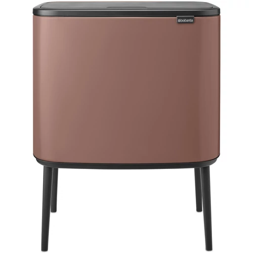Brabantia Bo Touch Bin nyomófedeles szelektív hulladékgyűjtő, magasított, lábakon álló, műanyag tartály, 11+23L - X+J méret, acél, szaténrózsaszín taupe - 234064
