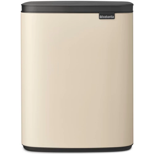 Brabantia Bo Waste Bin hulladékgyűjtő felnyitható, Soft-Close fedéllel, műanyag tartály, 12L - C méret, acél, világos bézs - 234125
