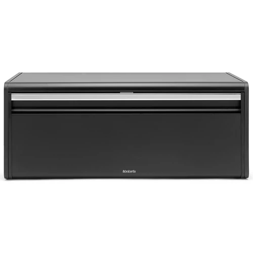 Brabantia Fall Front kenyértartó lehajtható ajtóval, mágneses zárral, sík tetővel, szögletes, 465mm széles, acél, matt fekete - 236860