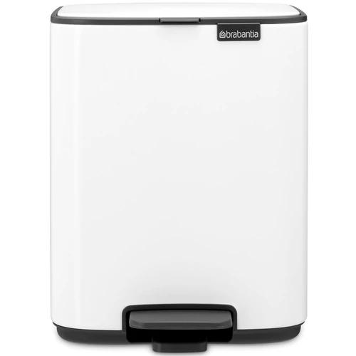 Brabantia Bo Pedal Bin pedálos hulladékgyűjtő szagmentesen záródó Soft-Close fedél, karcsú, négyzetes forma, műanyag tartály, 7L - B méret, acél, fehér - 236884