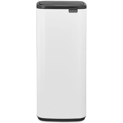 Brabantia Bo Touch Bin nyomófedeles hulladékgyűjtő, karcsú, négyzetes forma, műanyag tartály, 30L - O méret, acél, fehér - 236945