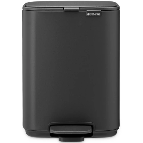 Brabantia Bo Pedal Bin pedálos hulladékgyűjtő szagmentesen záródó Soft-Close fedél, karcsú, négyzetes forma, műanyag tartály, 4L - A méret, acél, határtalan szürke ásványi textúra - 237904