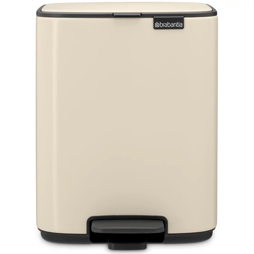 Brabantia Bo Pedal Bin pedálos hulladékgyűjtő szagmentesen záródó Soft-Close fedél, karcsú, négyzetes forma, műanyag tartály, 7L - B méret, acél, világos bézs - 237928