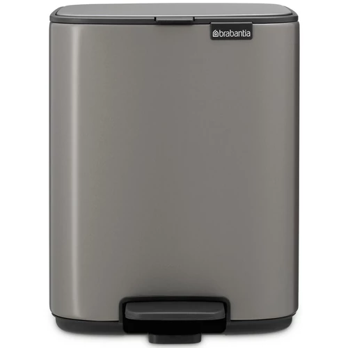 Brabantia Bo Pedal Bin pedálos hulladékgyűjtő szagmentesen záródó Soft-Close fedél, karcsú, négyzetes forma, műanyag tartály, 7L - B méret, acél, platinaszürke - 237966