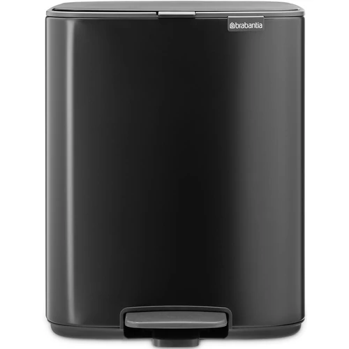 Brabantia Bo Pedal Bin pedálos hulladékgyűjtő szagmentesen záródó Soft-Close fedél, karcsú, négyzetes forma, műanyag tartály, 12L - C méret, acél, matt fekete - 238000