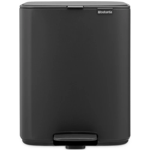 Brabantia Bo Pedal Bin pedálos hulladékgyűjtő szagmentesen záródó Soft-Close fedél, karcsú, négyzetes forma, műanyag tartály, 12L - C méret, acél, határtalan szürke ásványi textúra - 238086