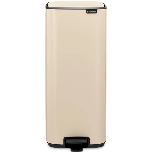 Brabantia Bo Pedal Bin pedálos hulladékgyűjtő szagmentesen záródó Soft-Close fedél, karcsú, négyzetes forma, műanyag tartály, 30L - O méret, acél, világos bézs - 238123