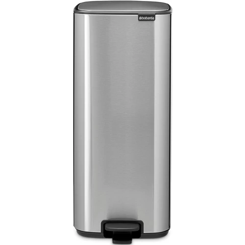 Brabantia Bo Pedal Bin pedálos hulladékgyűjtő szagmentesen záródó Soft-Close fedél, karcsú, négyzetes forma, műanyag tartály, 30L - O méret, r.m. acél, selyem matt ujjlenyomatmentes - 238147