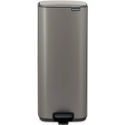 Brabantia Bo Pedal Bin pedálos hulladékgyűjtő szagmentesen záródó Soft-Close fedél, karcsú, négyzetes forma, műanyag tartály, 30L - O méret, acél, platinaszürke - 238161