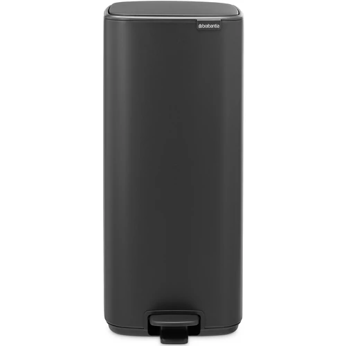 Brabantia Bo Pedal Bin pedálos hulladékgyűjtő szagmentesen záródó Soft-Close fedél, karcsú, négyzetes forma, műanyag tartály, 30L - O méret, acél, határtalan szürke ásványi textúra - 238185
