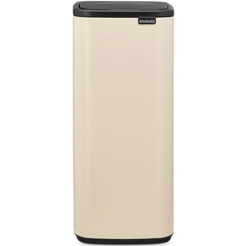 Brabantia Bo Touch Bin nyomófedeles hulladékgyűjtő, karcsú, négyzetes forma, műanyag tartály, 30L - O méret, acél, világos bézs - 238222