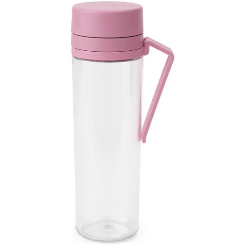 Brabantia Make &amp; Take Water Bottle with Strainer vizespalack 500 ml, szűrőbetéttel gyümölcsök számára, fogantyúval, szivárgásmentes, műanyag, átlátszó/rózsaszín-lila - 241086