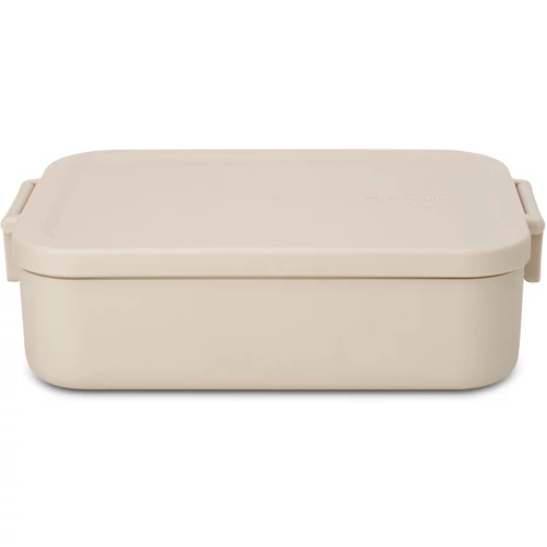 Brabantia Make & Take Lunch Box közepes méretű ételhordozó doboz, 1100 ml, bepattintós (clip-on) zárómechanizmus, BPA mentes műanyag, világos bézs - 241109